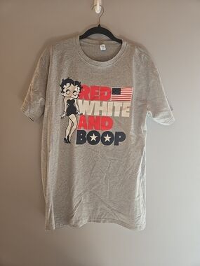 Gildan Gray Kids Tee with Red, White & Blue Betty Boop Graphic